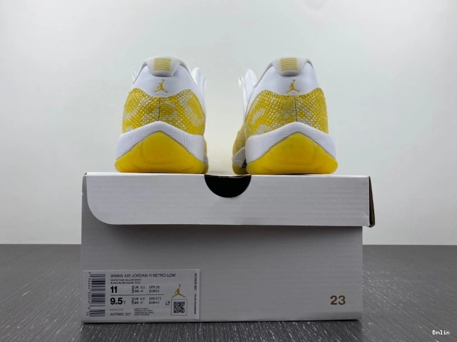 Bmlin Shoes WMNS Yellow Air Jordan 11 AH7860-107 Low Snakeskin 0825